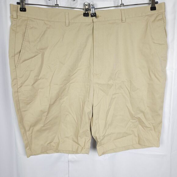 Jos A Bank Mens 50 Beige Cream Flat Front Travelor Collection Chino Khaki Shorts - Picture 1 of 6